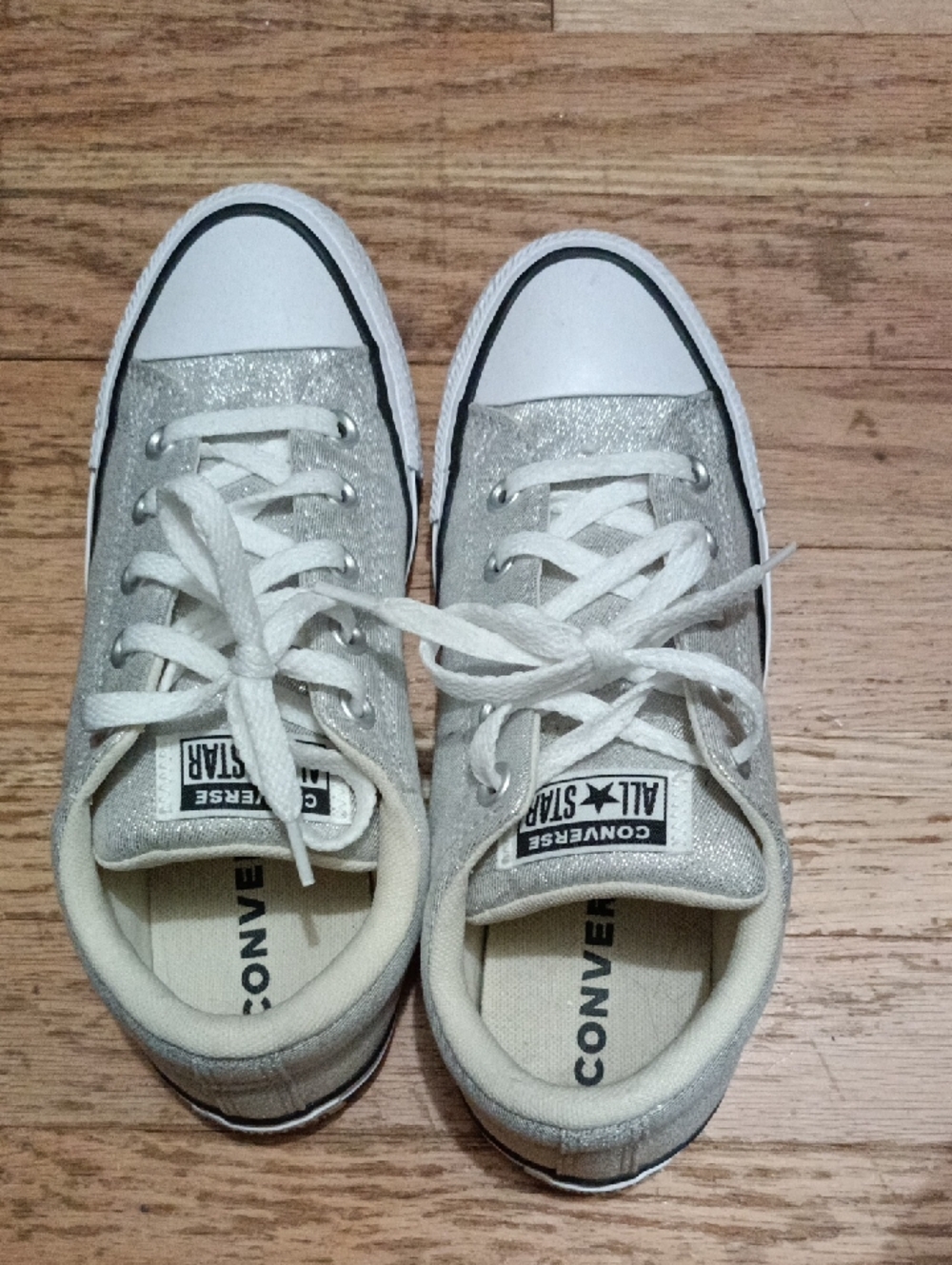 Converse Women's Silver Glitter Low Top Sneakers